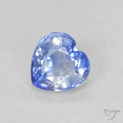 0.54ct Natural Pastel Blue Sapphire, Heart Shape, 4.7x4.7 mm