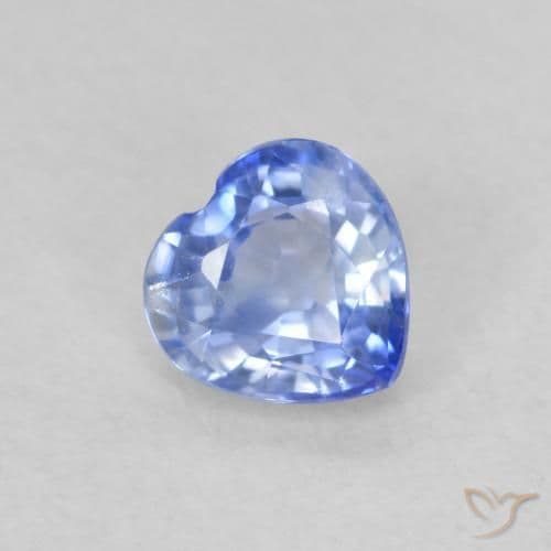 0.54ct Natural Pastel Blue Sapphire, Heart Shape, 4.7x4.7 mm