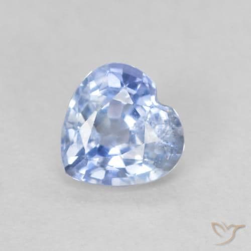0.51ct Natural Pastel Blue Sapphire, Heart Shape, 4.6x4.6 mm