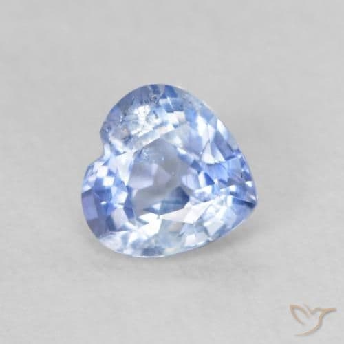 0.52ct Natural Pastel Blue Sapphire, Heart Shape, 4.7x4.6 mm