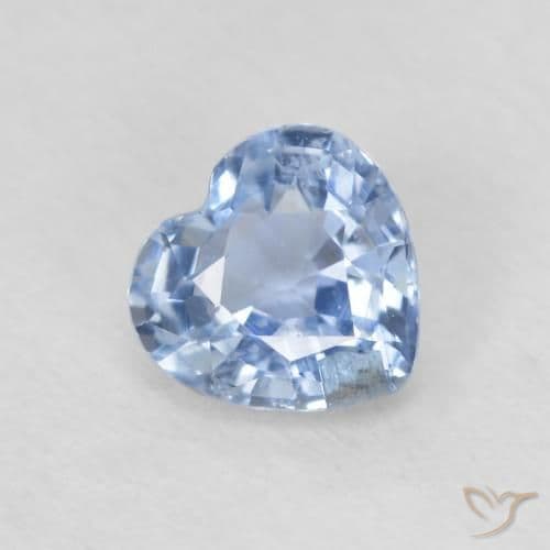 0.59ct Light Baby Blue Sapphire, Heart Shape, 5.1x4.9 mm