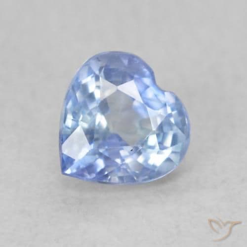 0.51ct Natural Pastel Blue Sapphire, Heart Shape, 4.6x4.6 mm