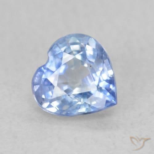 0.51ct Natural Pastel Blue Sapphire, Heart Shape, 4.6x4.6 mm
