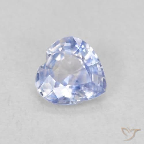 0.48ct Natural Pastel Blue Sapphire, Heart Shape, 4.7x4.7 mm