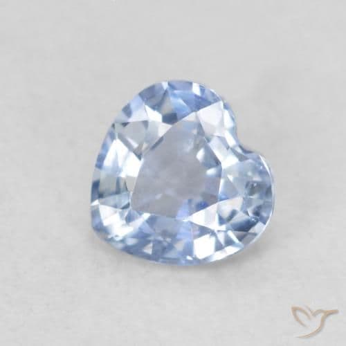 0.40ct Natural Baby Blue Sapphire, Heart Shape, 4.4x4.3 mm