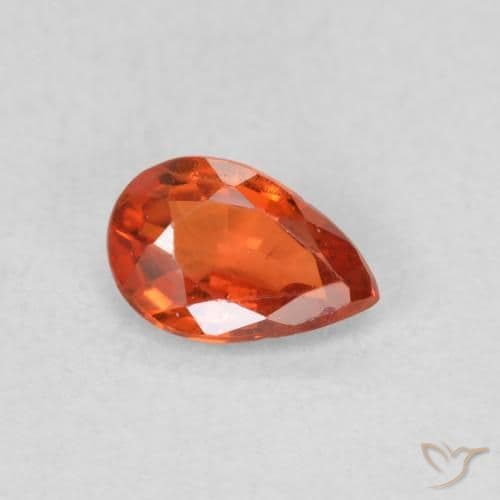 0.48ct Natural Reddish Orange Sapphire, Pear Shape, 6.1x4 mm