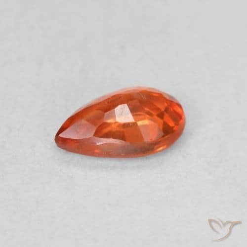0.48ct Natural Reddish Orange Sapphire, Pear Shape, 6.1x4 mm