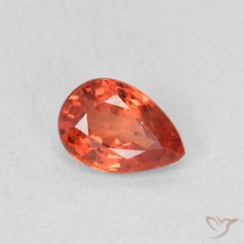 0.55ct Natural Reddish Orange Sapphire, Pear Shape, 5.8x4 mm