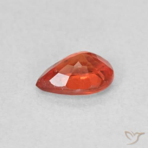 0.55ct Natural Reddish Orange Sapphire, Pear Shape, 5.8x4 mm