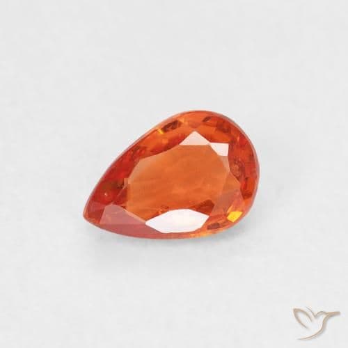 0.50ct Intense Orange Sapphire, Pear Shape, 5.9x4.1 mm