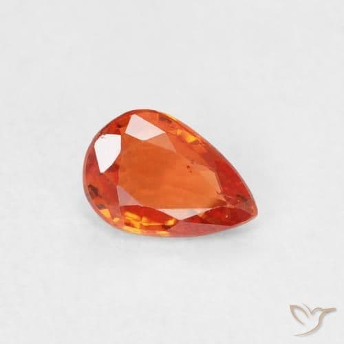 0.50ct Intense Orange Sapphire, Pear Shape, 5.9x4.1 mm
