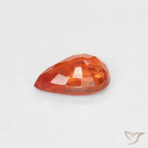 0.50ct Intense Orange Sapphire, Pear Shape, 5.9x4.1 mm