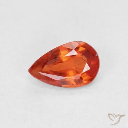 0.55ct Natural Reddish Orange Sapphire, Pear Shape, 6.3x4 mm
