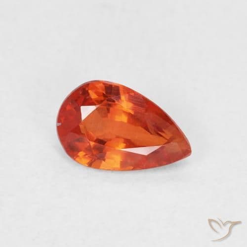 0.55ct Natural Reddish Orange Sapphire, Pear Shape, 6.3x4 mm