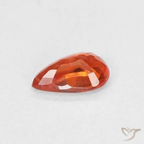 0.55ct Natural Reddish Orange Sapphire, Pear Shape, 6.3x4 mm