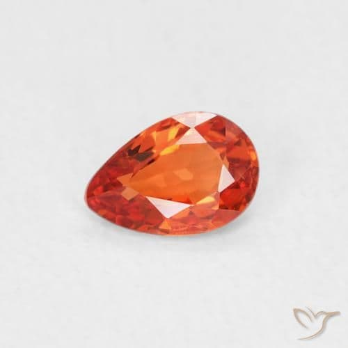 0.42ct Natural Warm Orange Sapphire, Pear Shape, 5.8x3.9 mm