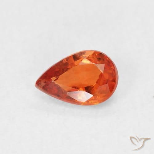 0.59ct Natural Fire Orange Sapphire, Pear Shape, 6.2x4.1 mm