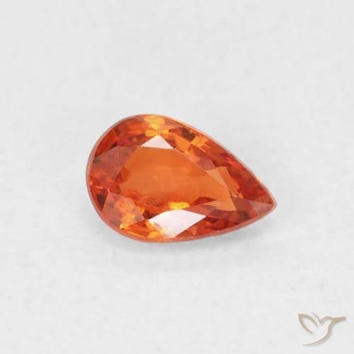 0.59ct Natural Fire Orange Sapphire, Pear Shape, 6.2x4.1 mm
