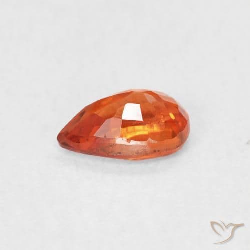 0.59ct Natural Fire Orange Sapphire, Pear Shape, 6.2x4.1 mm