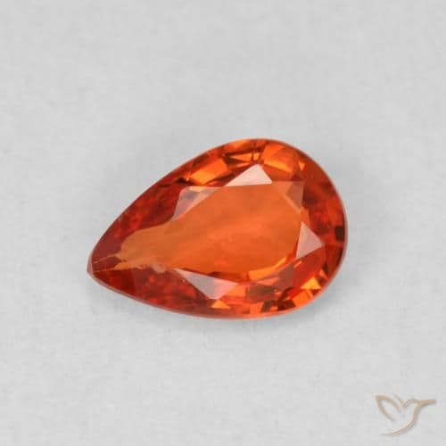 0.49ct Reddish Orange Sapphire, Pear Shape, 6.2x4.2 mm