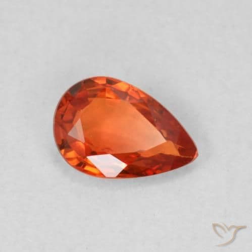 0.49ct Reddish Orange Sapphire, Pear Shape, 6.2x4.2 mm