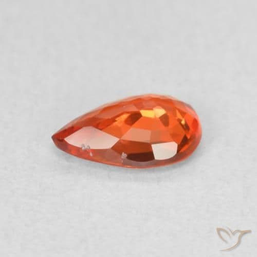 0.49ct Reddish Orange Sapphire, Pear Shape, 6.2x4.2 mm