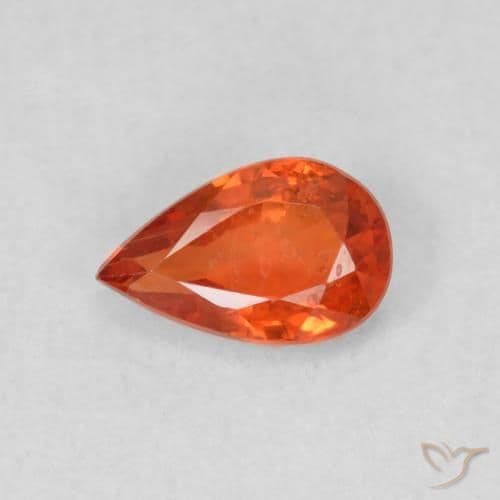 0.50ct Natural Warm Orange Sapphire, Pear Shape, 6.2x3.9 mm