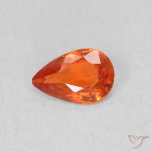 0.38ct Medium Orange Sapphire, Pear Shape, 5.7x3.8 mm
