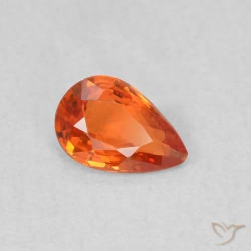 0.38ct Medium Orange Sapphire, Pear Shape, 5.7x3.8 mm