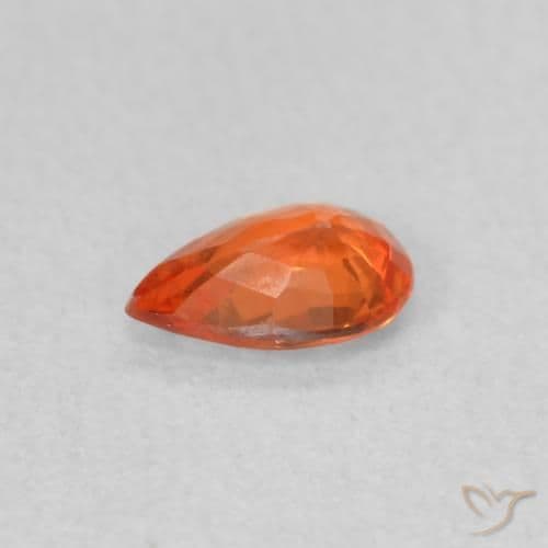 0.38ct Medium Orange Sapphire, Pear Shape, 5.7x3.8 mm