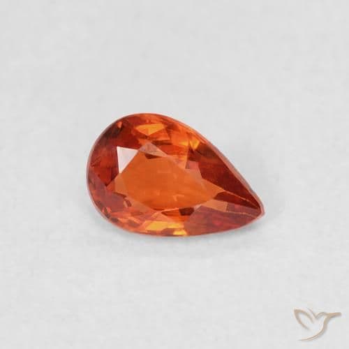 0.39ct Reddish Orange Sapphire, Pear Shape, 5.5x3.6 mm