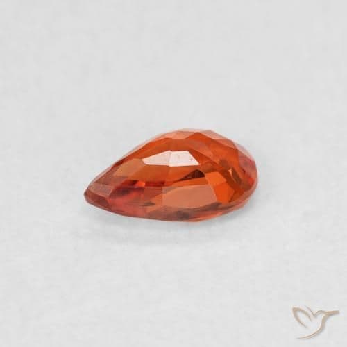 0.39ct Reddish Orange Sapphire, Pear Shape, 5.5x3.6 mm