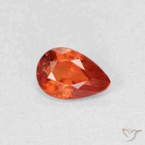 0.47ct Natural Warm Orange Sapphire, Pear Shape, 5.9x4 mm
