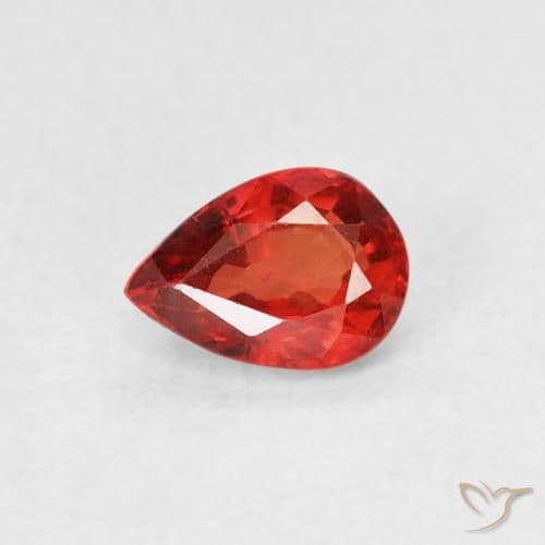 0.63ct Medium Orange Sapphire, Pear Shape, 5.9x4.2 mm