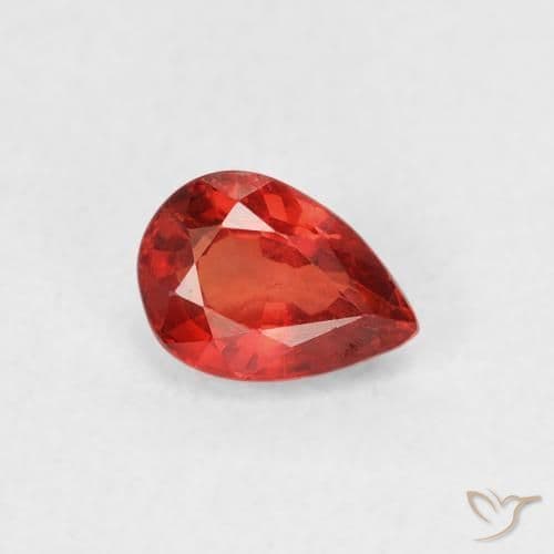 0.63ct Medium Orange Sapphire, Pear Shape, 5.9x4.2 mm