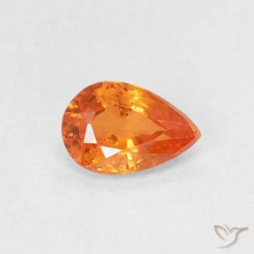 0.54ct Natural Bright Orange Sapphire, Pear Shape, 6x4 mm