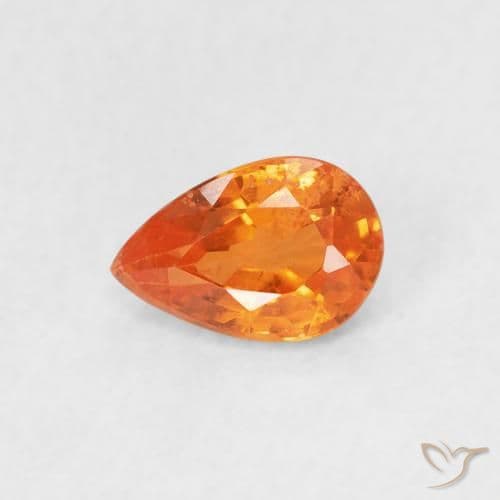 0.54ct Natural Bright Orange Sapphire, Pear Shape, 6x4 mm