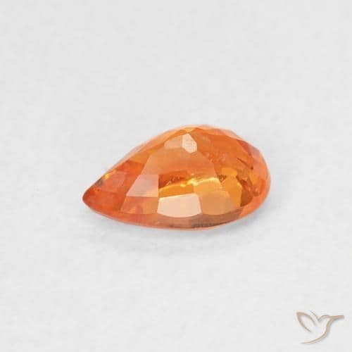 0.54ct Natural Bright Orange Sapphire, Pear Shape, 6x4 mm