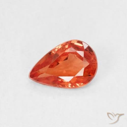 0.44ct Natural Fire Orange Sapphire, Pear Shape, 5.8x3.9 mm