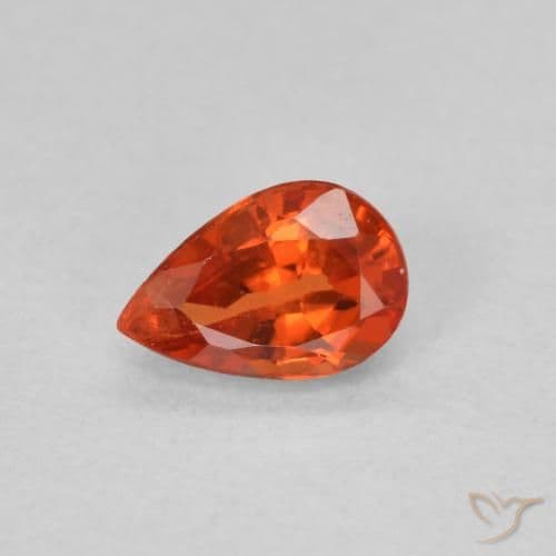 0.52ct Natural Reddish Orange Sapphire, Pear Shape, 6x4 mm