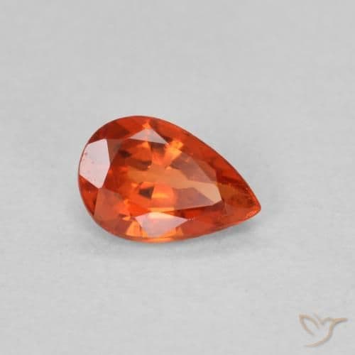 0.52ct Natural Reddish Orange Sapphire, Pear Shape, 6x4 mm