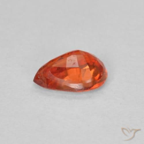0.52ct Natural Reddish Orange Sapphire, Pear Shape, 6x4 mm