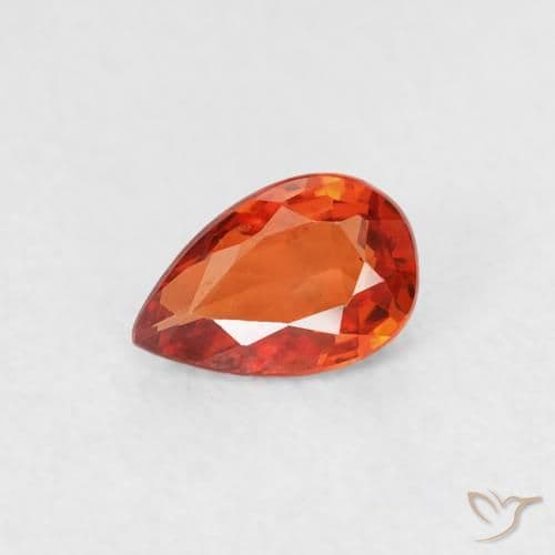 0.49ct Natural Reddish Orange Sapphire, Pear Shape, 6.1x4 mm