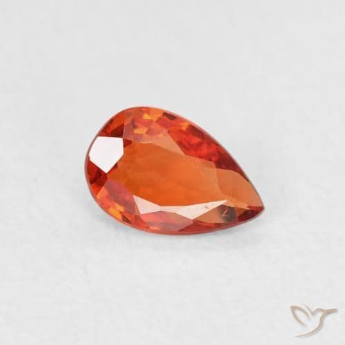 0.49ct Natural Reddish Orange Sapphire, Pear Shape, 6.1x4 mm