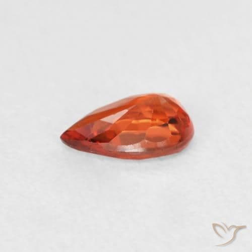 0.49ct Natural Reddish Orange Sapphire, Pear Shape, 6.1x4 mm