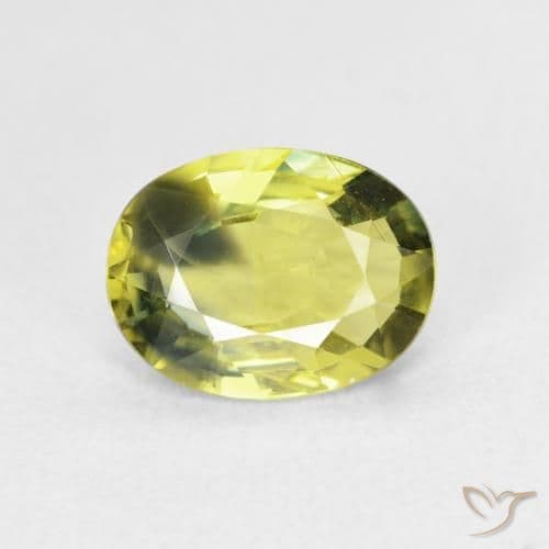 2.54ct Natural Green Yellow Sapphire, Oval Cut, 9.6x7.3 mm