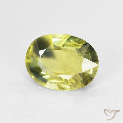 2.54ct Natural Green Yellow Sapphire, Oval Cut, 9.6x7.3 mm