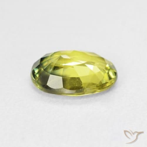 2.54ct Natural Green Yellow Sapphire, Oval Cut, 9.6x7.3 mm