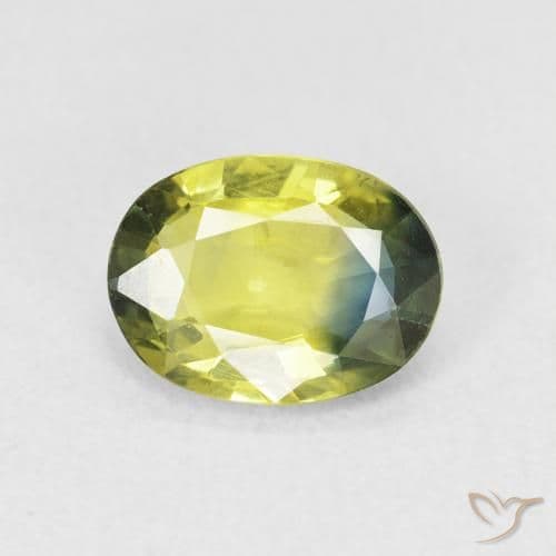 1.83ct Natural Green Yellow Sapphire, Oval Cut, 9x6.7 mm