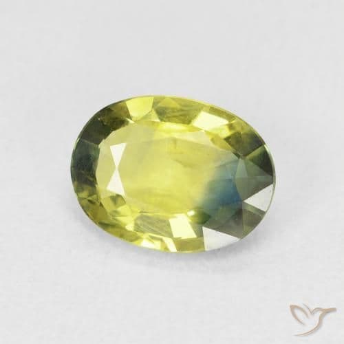 1.83ct Natural Green Yellow Sapphire, Oval Cut, 9x6.7 mm